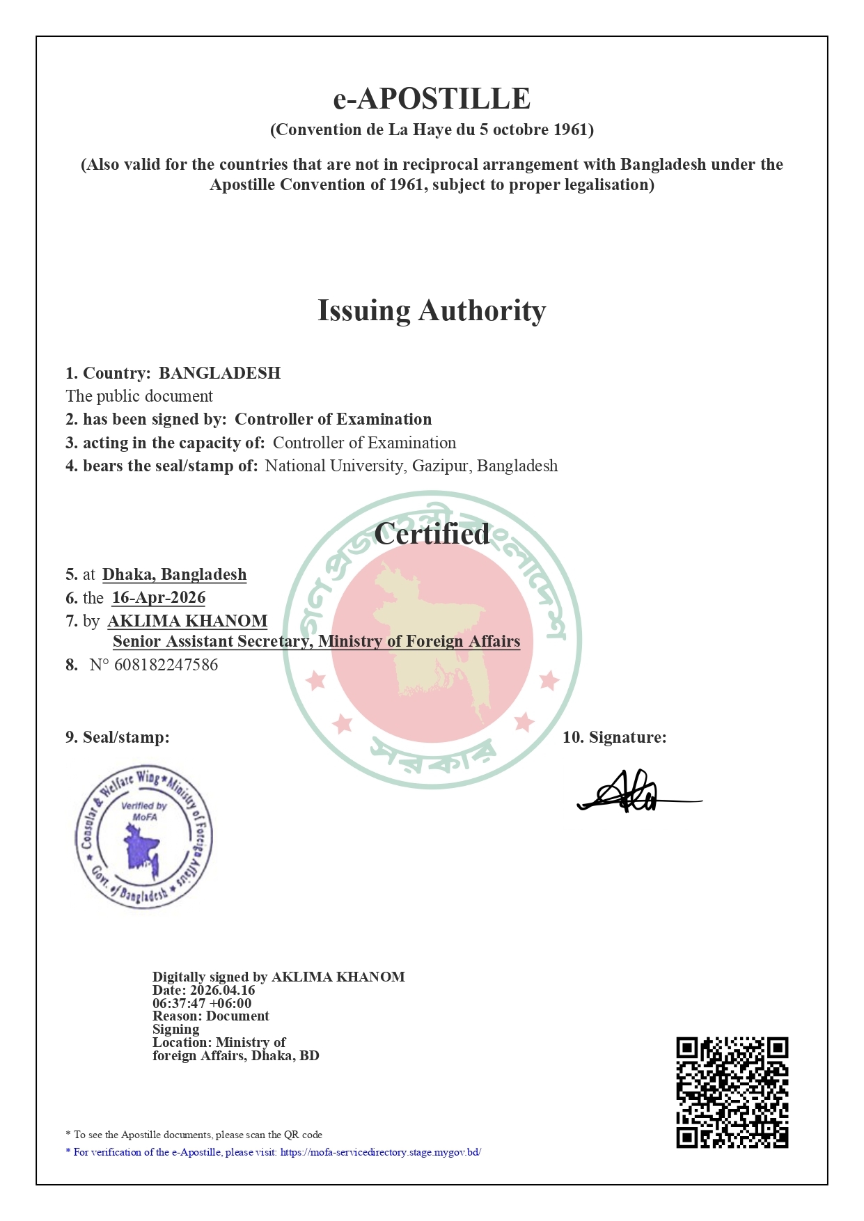 Apostille Certificate