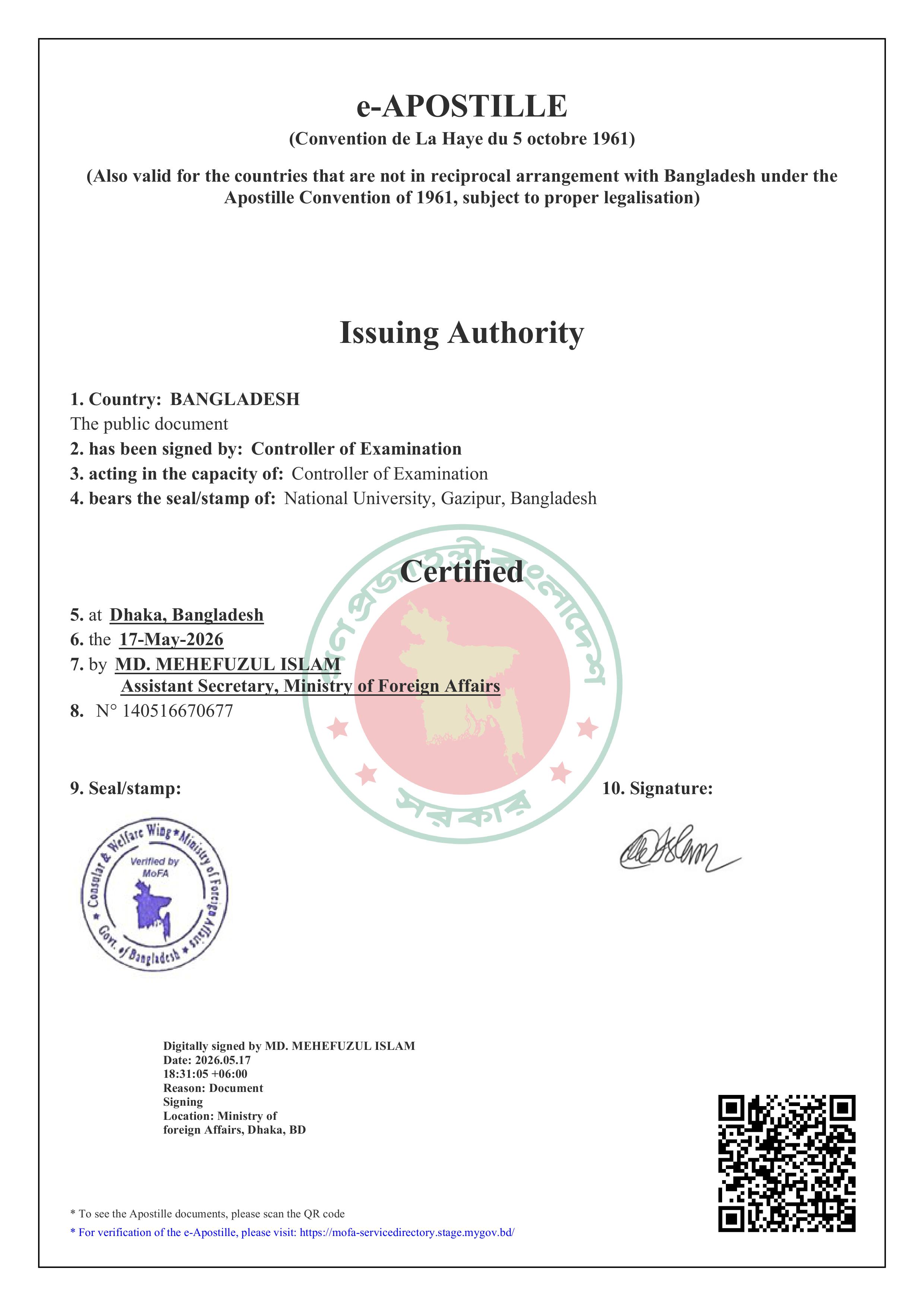 Apostille Certificate