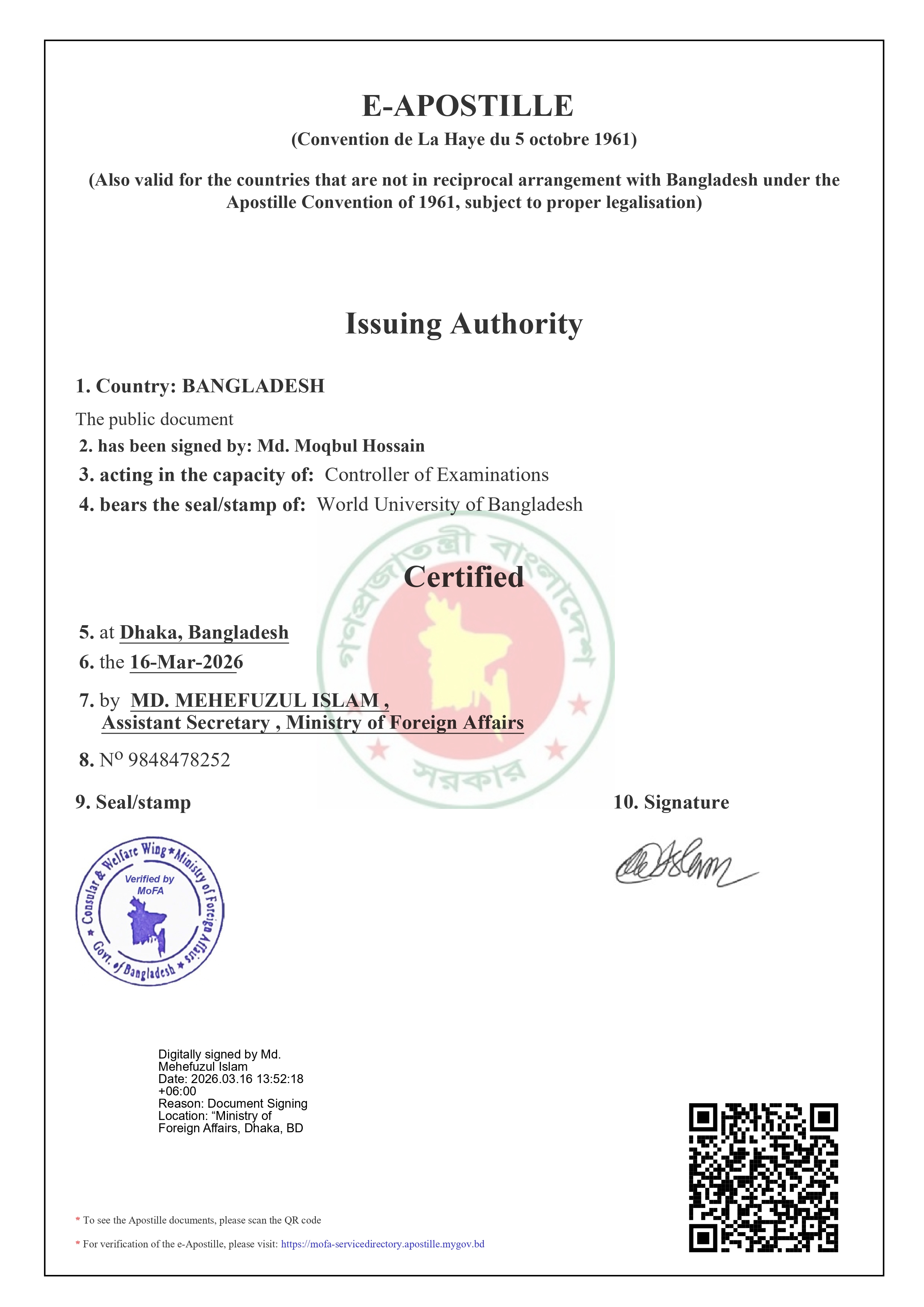 Apostille Certificate